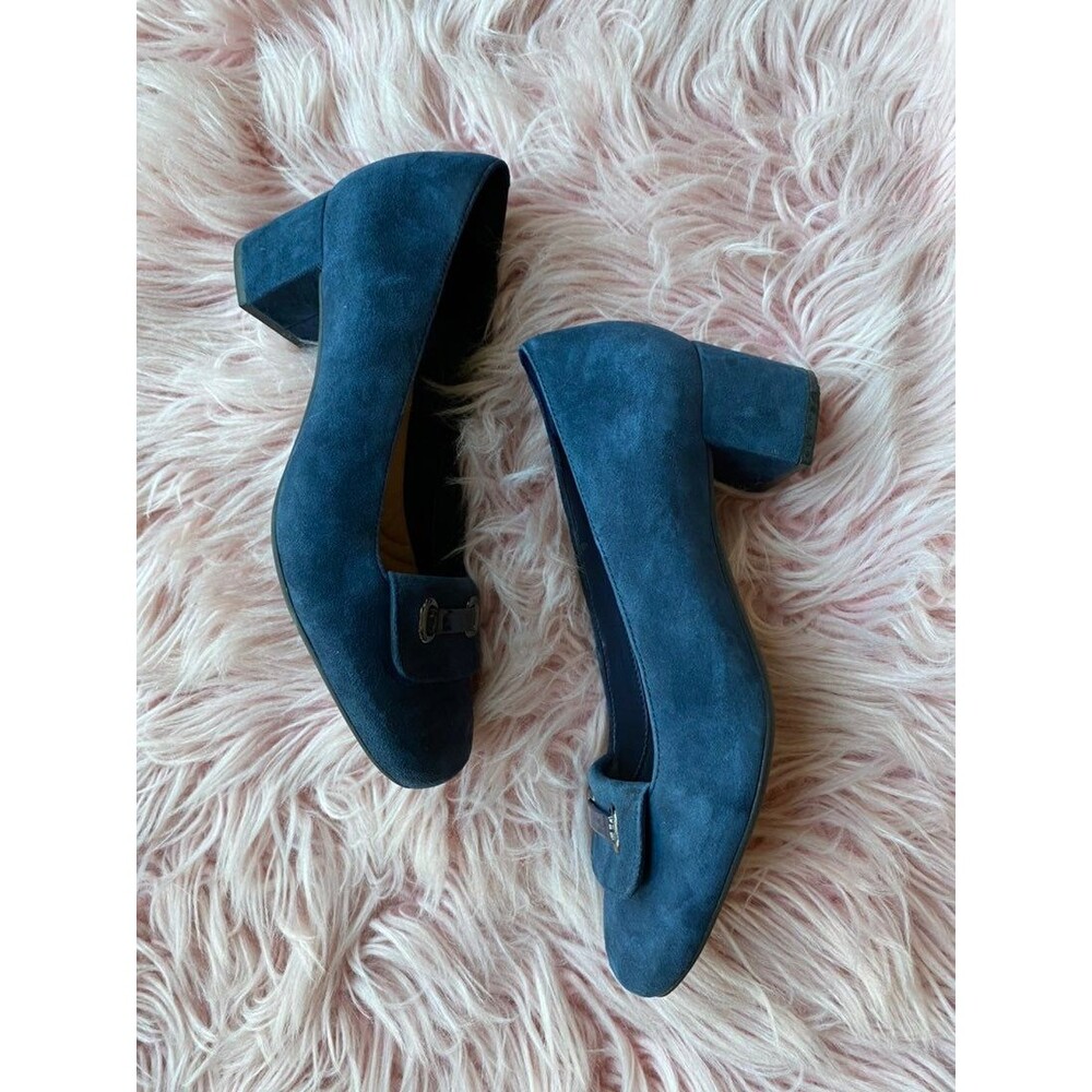 Clarks Tealia Gia Pump Navy Blue Suede Size 6
